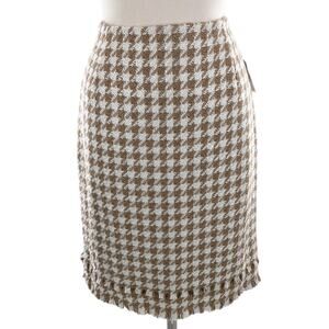 Allen By Allen Schwartz Womens Gold Cream Houndstooth Pencil Skirt Size 10 New